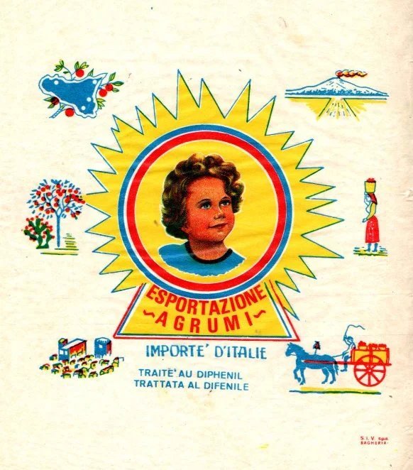 Ancien papier d'agrume « Esportazione Agrumi », importé d'Italie.
