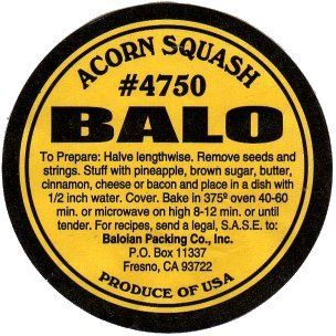 balo acorn squash #4750 produce of usa