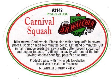 dr walcher farms carnival squash #3142 produce of usa