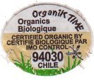 organik time organics biologique certified organic by certifie bilogique par imo control 94030 chile