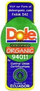 dole certified organic 94011 visit our farm at doleorganic.com farm 542 central union certifications product of ecuador