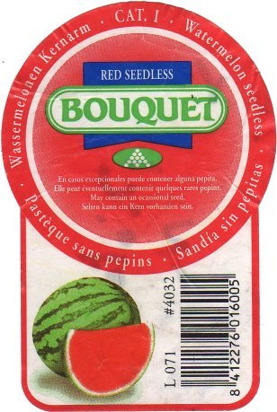 bouquet red seedless pasteque sans pepins l071 #4032 8412276016005