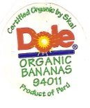 dole organic bananas 94011 product of peru certified organic by skal