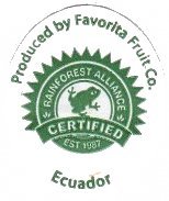 rainforest alliance certified est 1987 produced by favorita fruit co ecuador